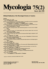 Cover image for Mycologia, Volume 75, Issue 2, 1983