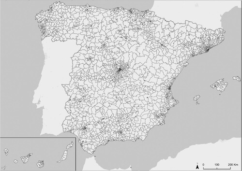 Figure 2. Population cells for Spain designed by the INE. Source: Own elaboration based on INE data.
