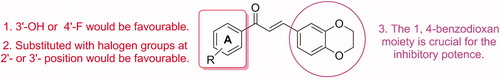 Figure 2. The SAR of 1, 4-benzodioxan-substituted chalcones towards MAO-B inhibition.