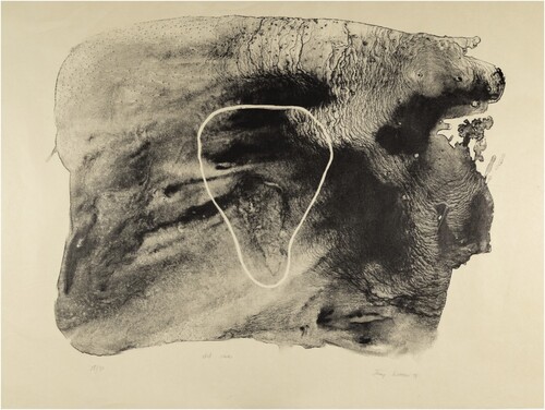 Judy Watson, Skull Cave, 1994, lithograph, Museum of Archaeology and Anthropology, University of Cambridge collection and exhibition ‘The Power of Paper: 50 Years of Printmaking in Australia Canada and South Africa’, 2015