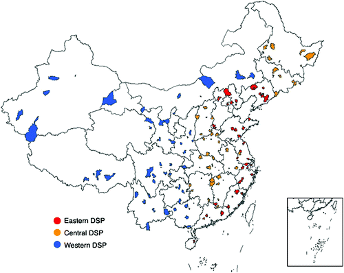 Figure 1. Geographic distribution of 161 Disease Surveillance Points (DSP) in China.