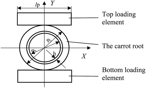 Figure 2. Geometrical disc-type model – the load and the boundary conditions.