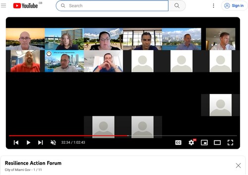 Figure 1. Screenshot of Resilience Action Forum YouTube playlist and October 2020 meeting (City of Miami, Citation2020a).