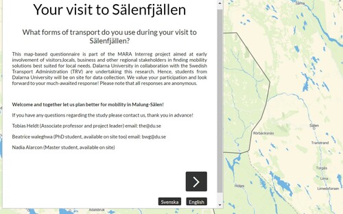 Figure 5. Interactive survey on the Maptionniare interface.