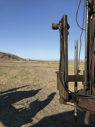 Figure 1. Truck-mounted coring, desiccated lakebed, Manisa, October 2021. Photo courtesy of author.