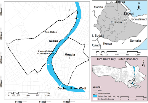 Figure 5. Location Map of the study sites Kezira and Megala in Dire Dawa.