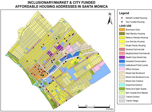 Figure 7. Location of Affordable units in Santa Monica. Source: Mapping by authors based on Santa Monica data, December 2018.