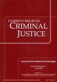 Cover image for Current Issues in Criminal Justice, Volume 20, Issue 1, 2008