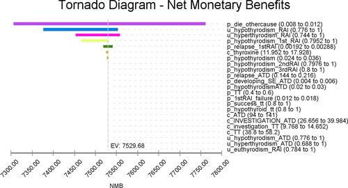Figure 4 Tornado diagram with net monetary benefits (NMB).