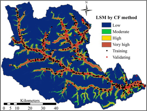 Figure 6 Landslide susceptibility map produced using the certainty factor method.