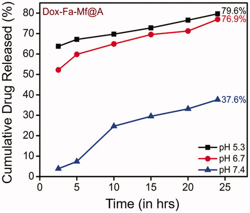 Figure 16. Cumulative release of Dox released at three different pH. Dox: doxorubicin.