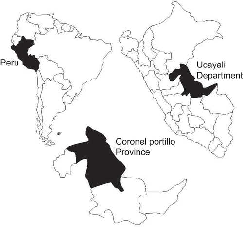 Figure 1.  Location of the Coronel Portillo Province and Ucayali Department in Peru.