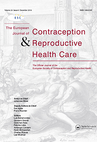 Cover image for The European Journal of Contraception & Reproductive Health Care, Volume 24, Issue 6, 2019
