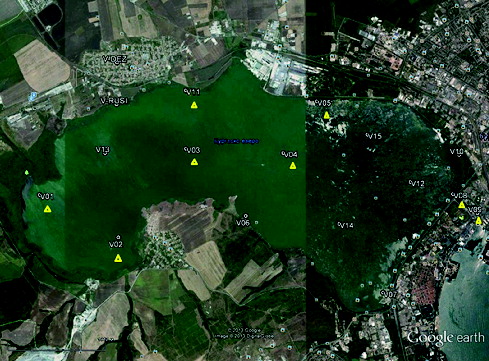 Figure 1. Map of Vaya Lake with sampling points.