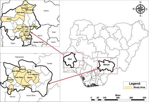 Figure 3. Map showing the study sites.