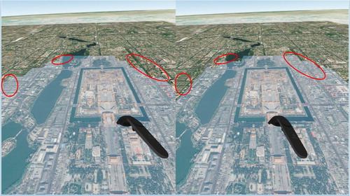 Figure 3. The VR globe scene of some regions is expressed with tiles of different resolutions in the left and right cameras.