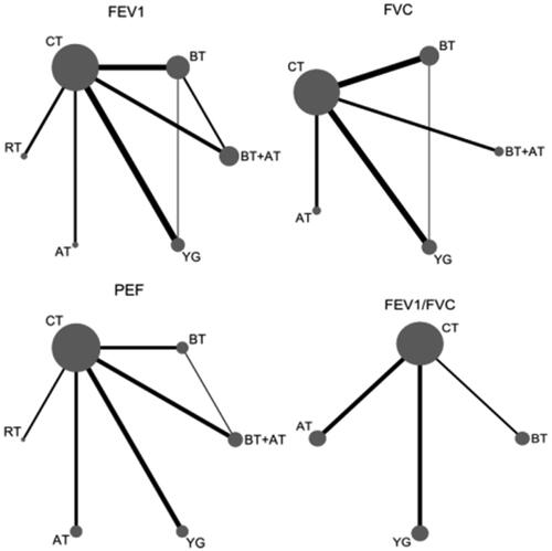 Figure 4. Summary of Network geometry of FEV1, FVC, PEF and FEV1/FVC.