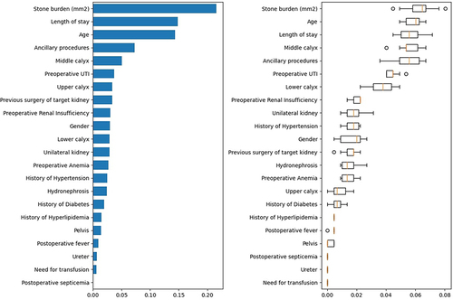 Figure 3 Results of feature importance analysis in the RFC model for predicting SFS of PCNL patient.