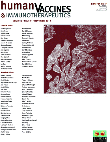 Figure 2. Cover of Human Vaccines & Immunotherapeutics Volume 9 Issue 11 (November 2013).