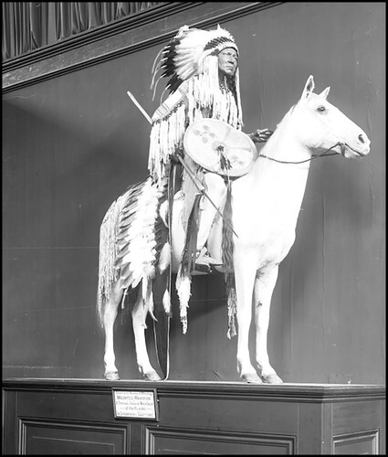 Figure 16. ‘Mounted Warrior’ mannequin, World’s Columbian Exposition, (Chicago World’s Fair), 1893. Smithsonian Institution Archives. Image MNH-12282.