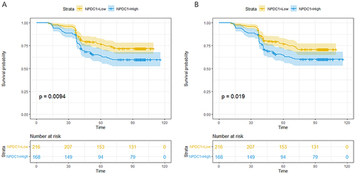 Figure 8 Kaplan-Meier curves of disease-free survival (A), overall survival (B), and neural proliferation differentiation and control-1 expression levels in patients with colon cancer.