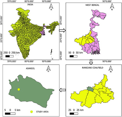 Figure 2. Location of the study area Raniganj Coalfield, West Bengal, India.