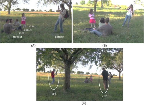 FIGURE 1A. (A) Filmed by cp1, (B) Filmed by cp2, (C) Filmed by meta-camera.