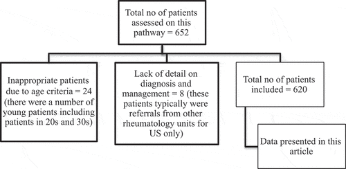 Figure 2. Flowchart of total numbers of patients and excluded patients. US, ultrasound.