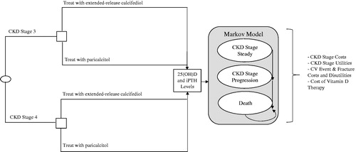 Figure 1. Markov model conceptual diagram.Abbreviations. CKD, chronic kidney disease; iPTH, intact parathyroid hormone.