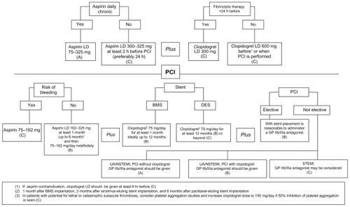 Figure 1 The 2007 update on the recommendations of the ACC/AHA/SCAI 2005–2007 last-updated guidelines on use of antiplatelet drugs in patients who undergo PCI.