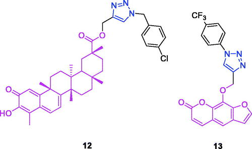 Figure 5. The chemical structures of anti-gastric cancer compounds 12–13.