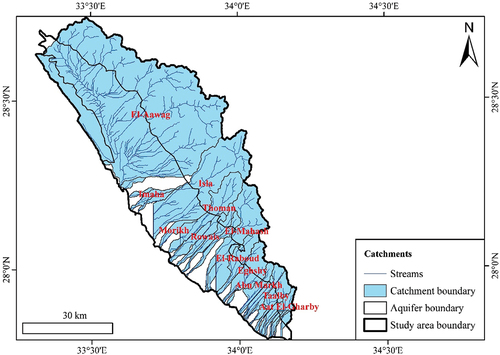 Figure 4. Catchments draining to El-Qaa Plain (Number of Catchments = 31).