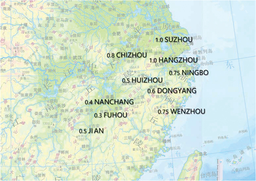 Figure 23. Distribution of the depth-to-width ratio of TianJing in JiangNan region.