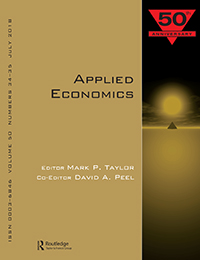 Cover image for Applied Economics, Volume 50, Issue 34-35, 2018