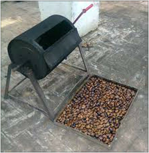 Figure 3. Drum for roasting and hot oil bath.