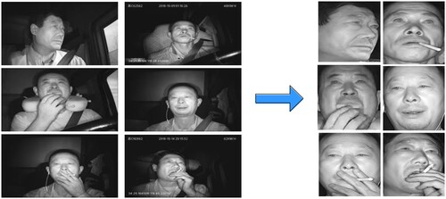 Figure 5: Driver image before (left) and after (right) cropping