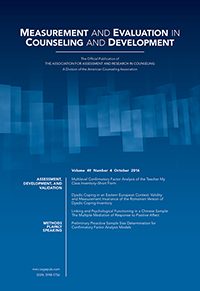 Cover image for Measurement and Evaluation in Counseling and Development, Volume 47, Issue 3, 2014