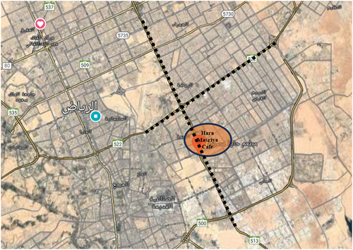 Figure 7. Map showing the site of Hara Masriya Cafe in Riyadh.