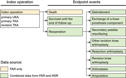 Figure 1. Flow chart showing the index operations, endpoint events, and the corresponding data sources.