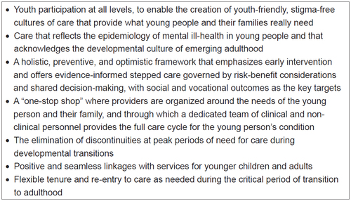 Figure 1 Key principles for youth mental health services.