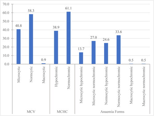 Figure 2. Distribution of forms anaemia among pregnant women. MCV: Mean cell volume; MCHC: Mean cell haemoglobin concentration.