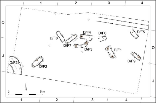 Figure 3. Area D, where Burial D/F3 was found (modified by authors and Itamar Ben-Ezra after original drawing by Shatil Emmanuelov, courtesy of the Institute of Archaeology, Tel Aviv University).