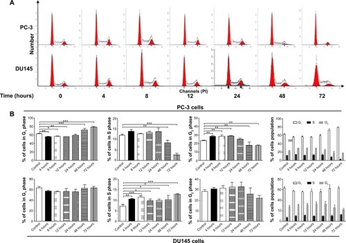 Figure 18 Inhibitory effect of PLB on the proliferation of PC-3 and DU145 cells over 72 hours.