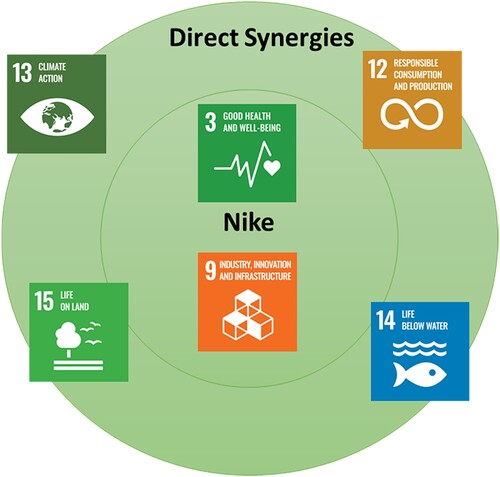 Figure 4. UN SDG goals satisfied by Nike after applying select green chemistry solutions.