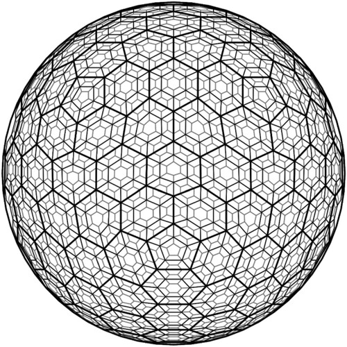 Figure 2. Spherical hexagonal discrete global based on an icosahedron.