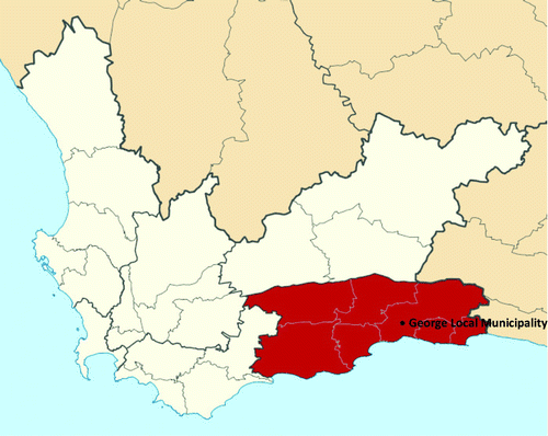 Figure 2: Location of the Eden District Municipality in the Western Cape Province, including the George Local Municipality