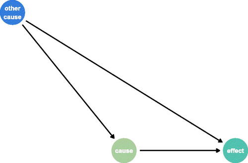 Fig. 1 Example DAG. Here, there are three nodes representing three factors: cause, other cause, and effect. The arrows demonstrate the causal relationships between these factors such that cause causes effect and other cause causes both cause and effect.