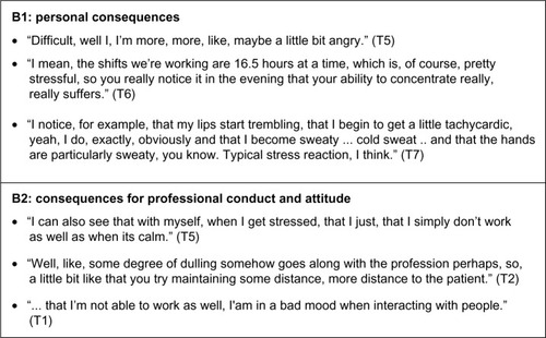 Figure 2 Exemplary quotations for main category B): stress-induced consequences.