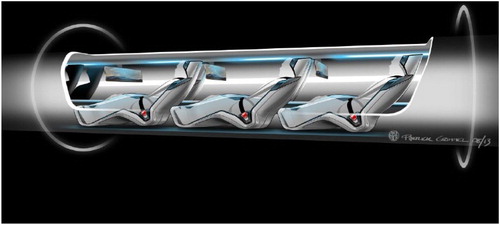 Figure 2. Original Hyperloop vehicle concept (Musk Citation2013).