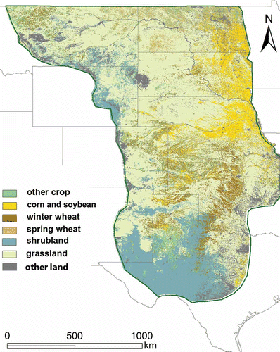 Figure 2. Land covers in the US Great Plains (modified from the 2007/08 CDL map).